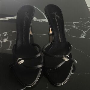 Giuseppe Zanotti Black Heels with Silver Accents